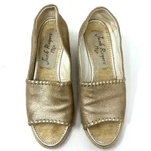 Jack Rogers | Shoes | Jack Rogers Palmer Gold Peep Toe  Jack Rogers Palmer Metallic Gold Open Toe Espadrille Wedge Sandals Size 8.5 main image 1